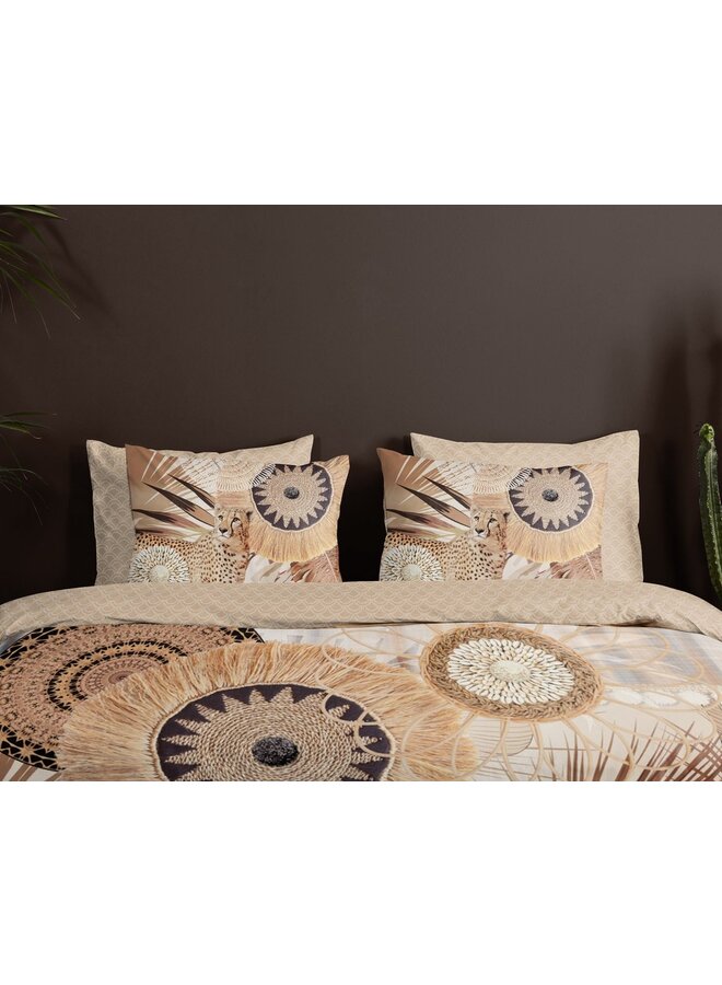 HIP Dekbedovertrek Raeni Taupe - Katoensatijn