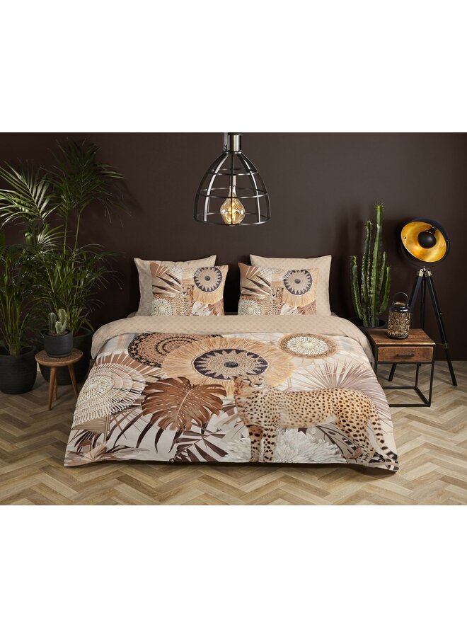 HIP Dekbedovertrek Raeni Taupe - Katoensatijn