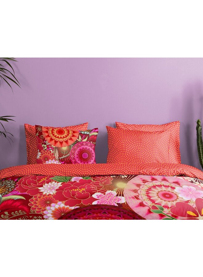 HIP Dekbedovertrek Yuki Rood - Katoensatijn