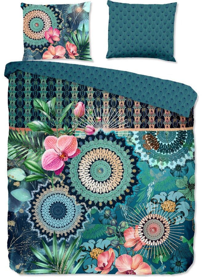 Dekbedovertrek Valdez Petrol - Katoensatijn