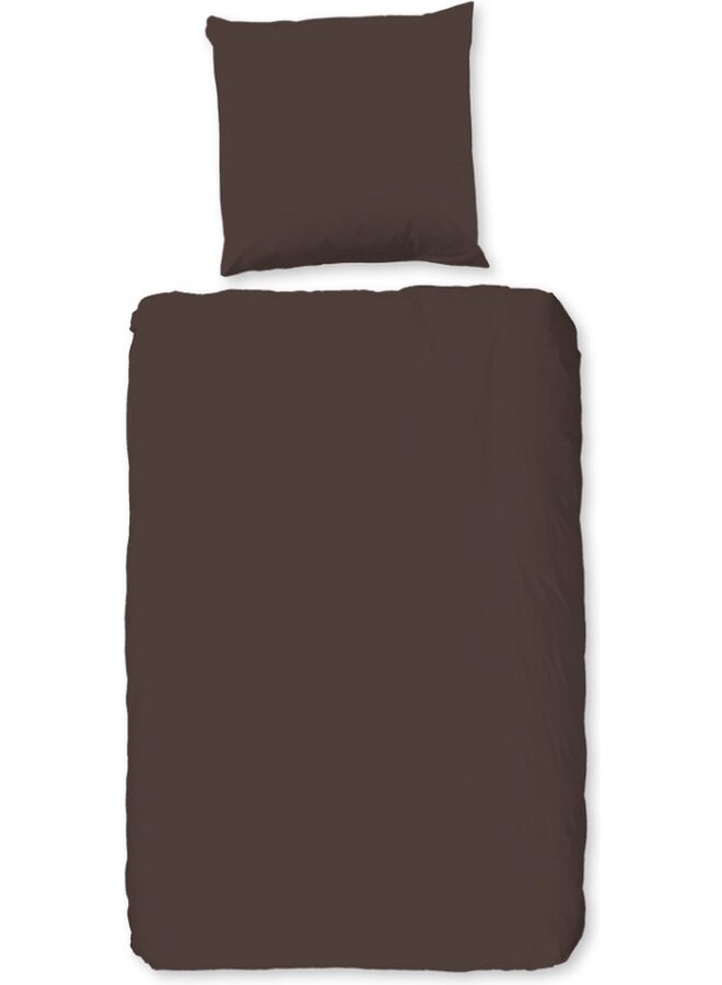 HIP Dekbedovertrek Uni Dark Chocolade - Katoensatijn
