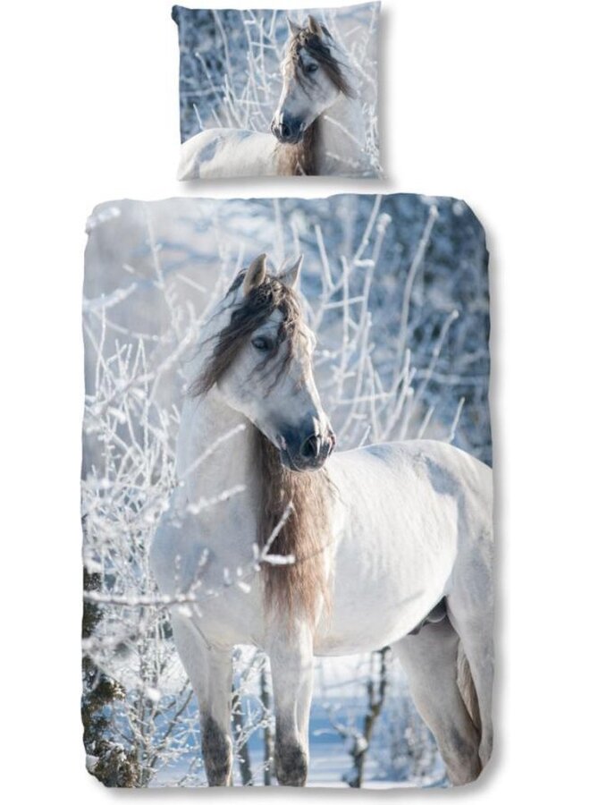 Dekbedovertrek Kids White Horse Multi - Flanel PL3