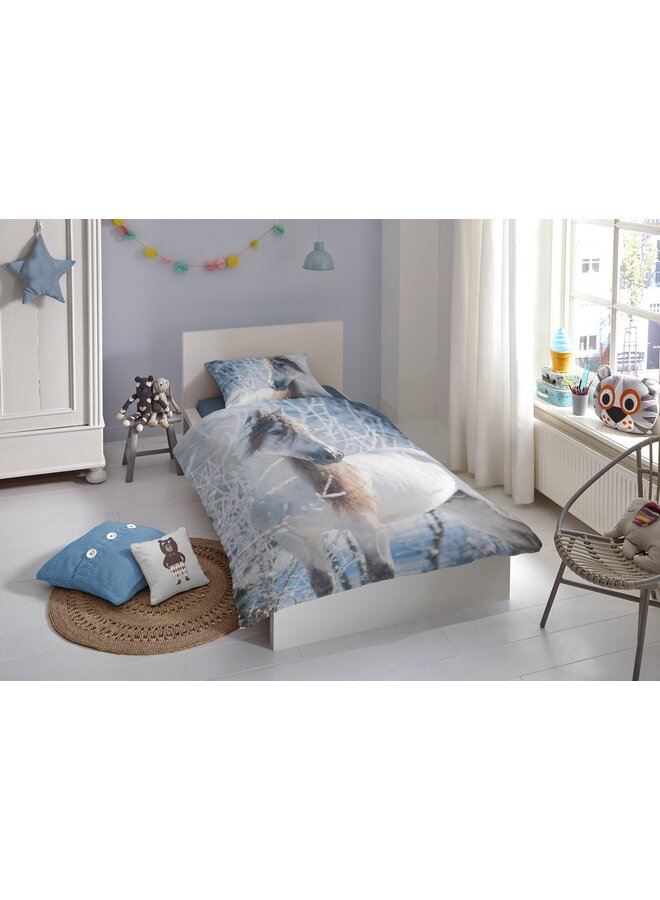 Good Morning Dekbedovertrek Kids White Horse Multi - Flanel