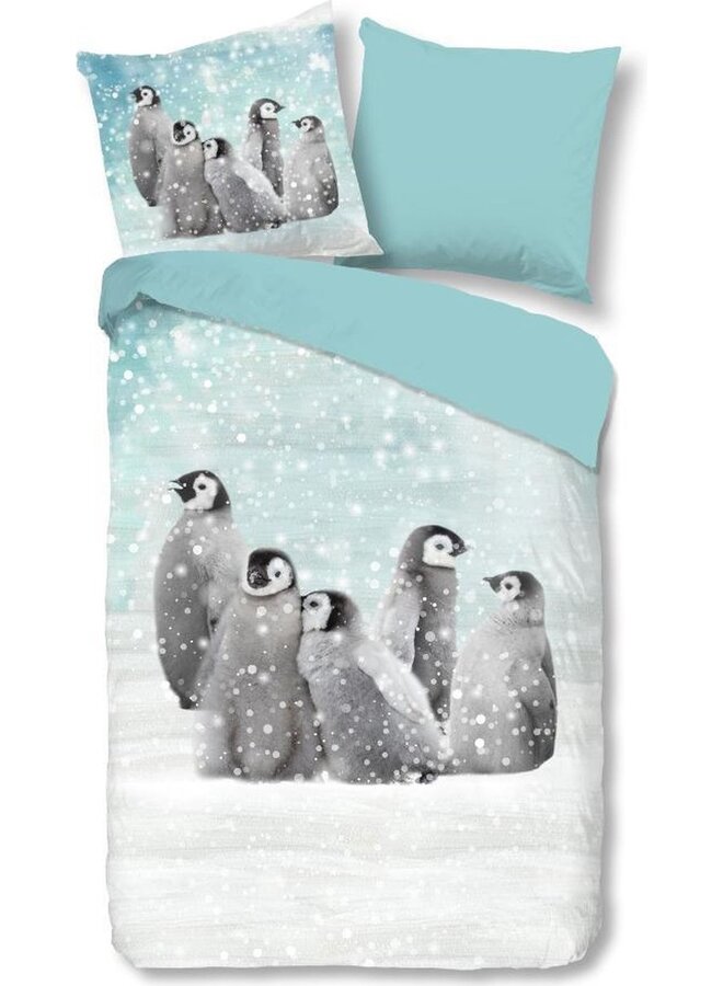 Good Morning Dekbedovertrek Kids Pengu Blauw - Flanel
