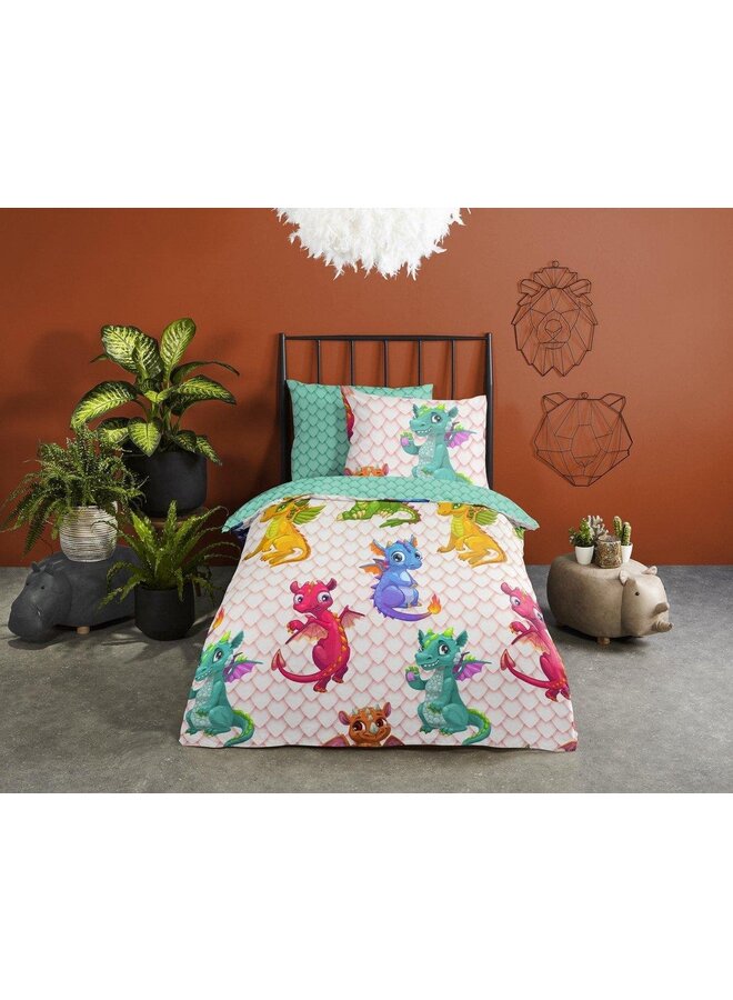 Good Morning Dekbedovertrek Kids Dragons Multi - Katoen