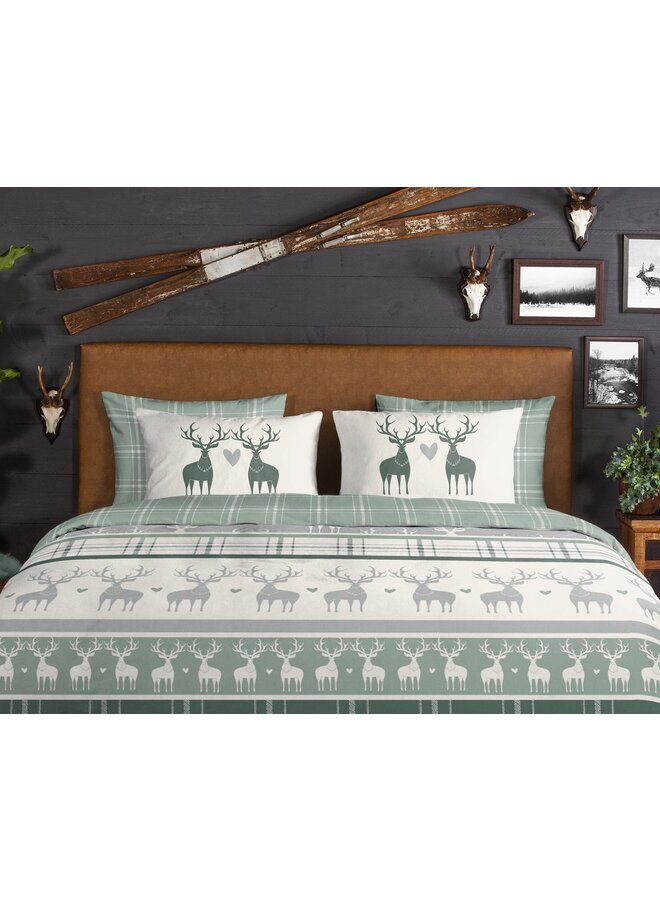 Good Morning Dekbedovertrek Bjirk Groen - Flanel