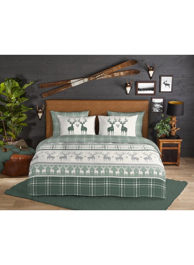 Good Morning Dekbedovertrek Bjirk Groen - Flanel