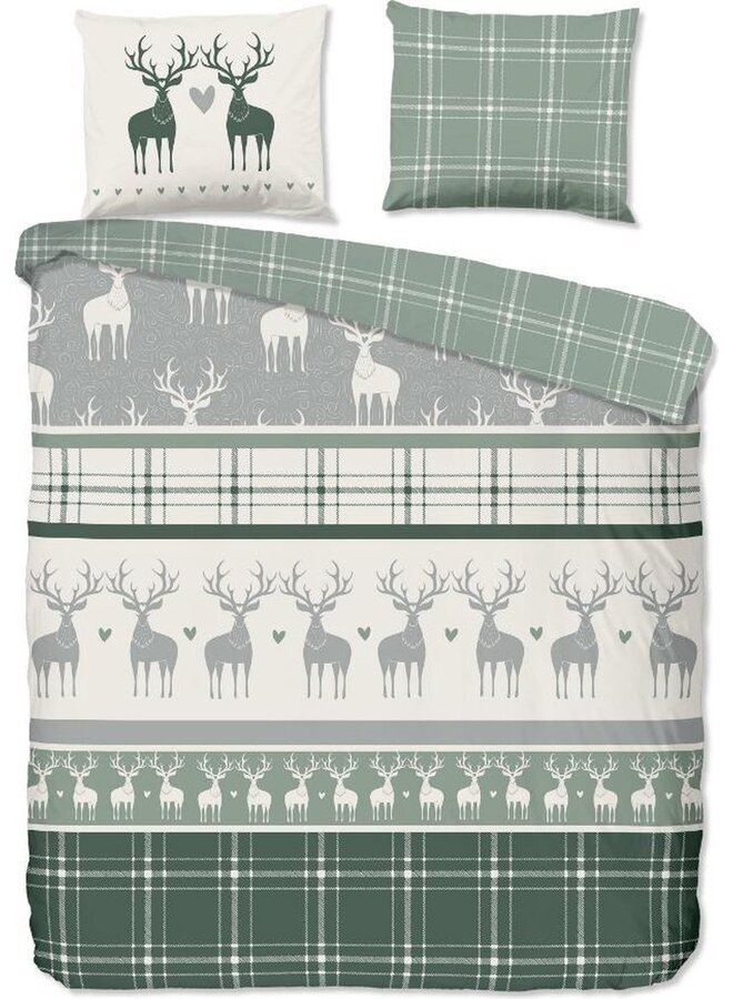 Dekbedovertrek Bjirk Groen - Flanel