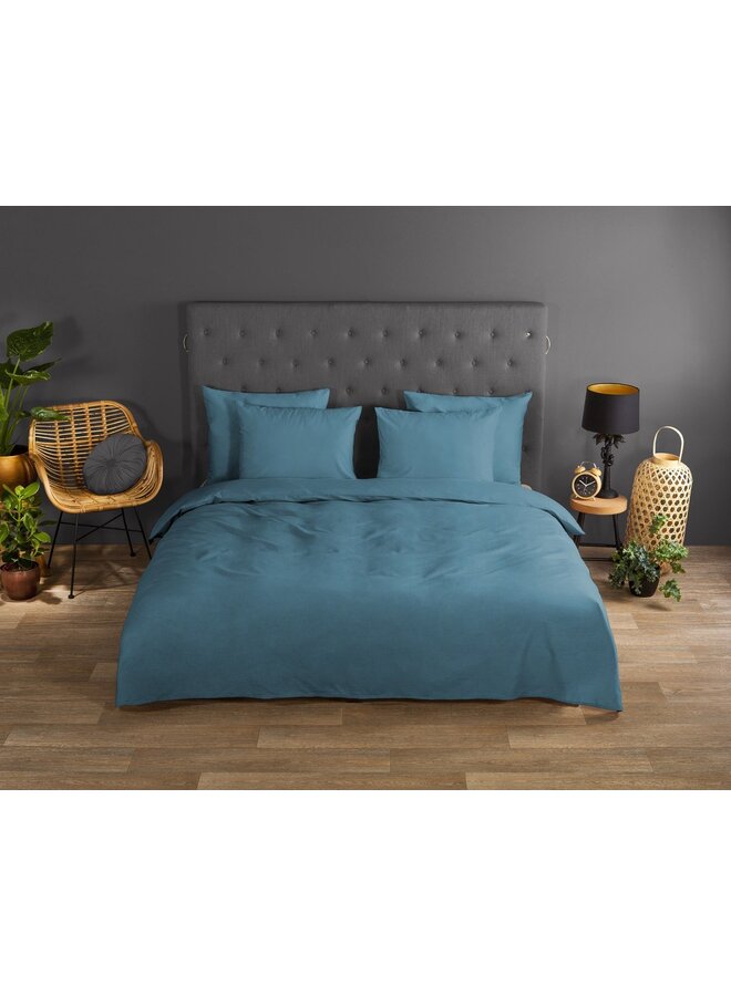 Good Morning Dekbedovertrek Uni Adria Blauw - Katoen