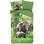 Good Morning Dekbedovertrek Kids Elephants Groen - Katoen
