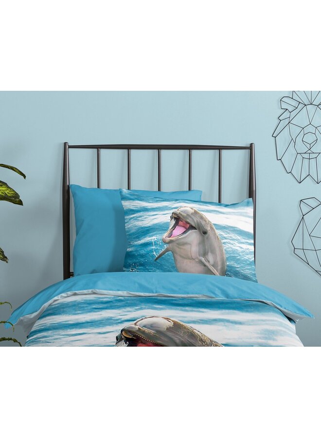 Good Morning Dekbedovertrek Kids Jump Blauw - Katoen