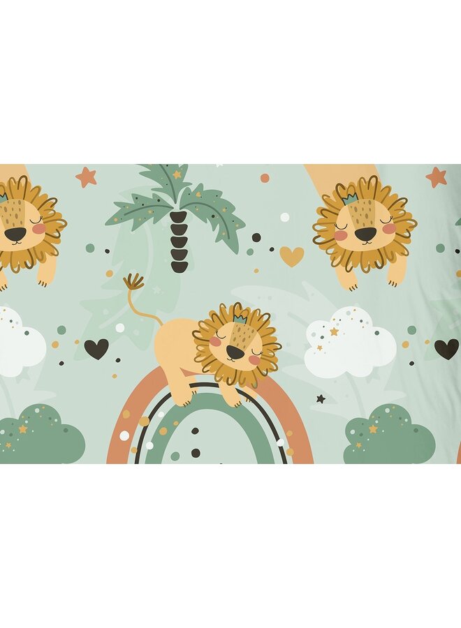 Good Morning Dekbedovertrek Kids Lions Groen - Katoen