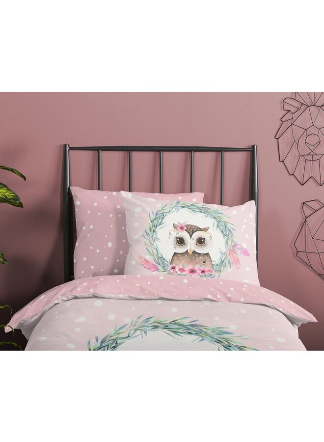 Good Morning Dekbedovertrek Kids Owli Roze - Katoen