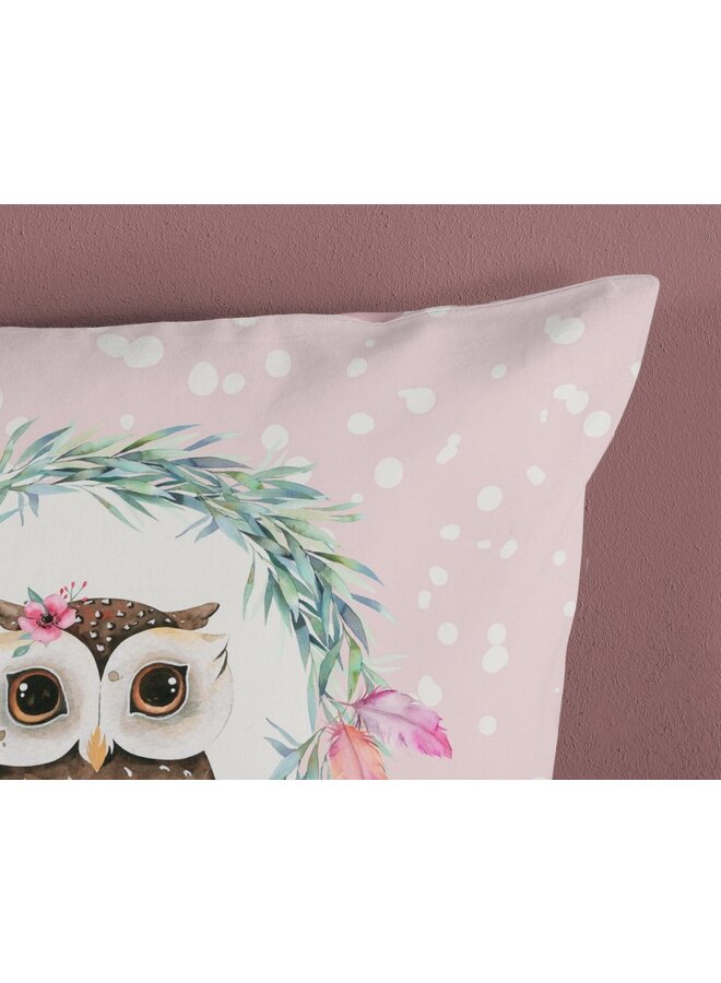 Good Morning Dekbedovertrek Kids Owli Roze - Katoen