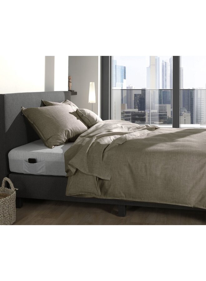 ZO! Home Dekbedovertrek Lino Palm Taupe - Katoen