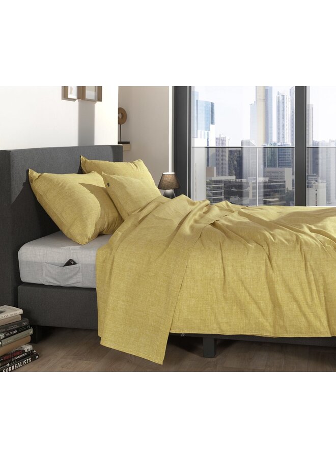 ZO! Home Dekbedovertrek Lino Lichtgeel - Katoen