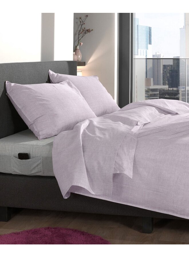 ZO! Home Dekbedovertrek Lino Grijs Lilac - Katoen