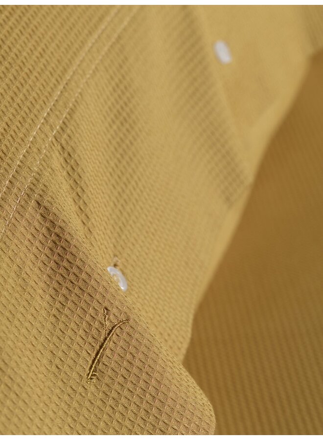 Yellow Percale Katoen Dekbedovertrek Waffel Oker