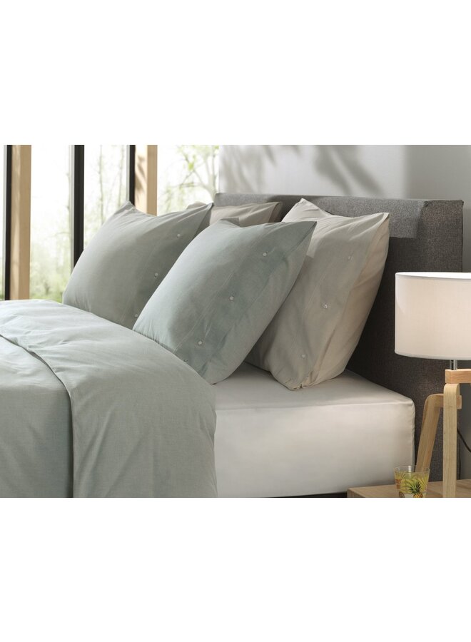 Yellow Dekbedovertrek Chambray Groen - Percale Katoen