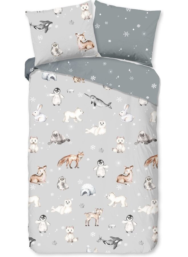 Good Morning Dekbedovertrek Kids Cira Grijs - Flanel