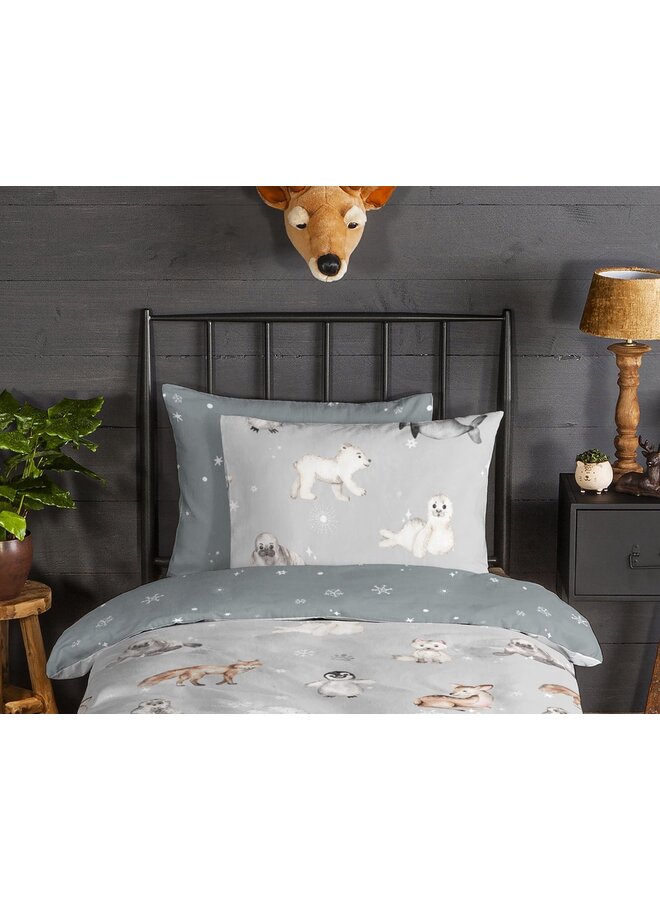 Good Morning Dekbedovertrek Kids Cira Grijs - Flanel