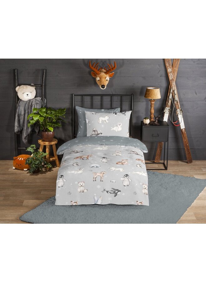 Good Morning Dekbedovertrek Kids Cira Grijs - Flanel