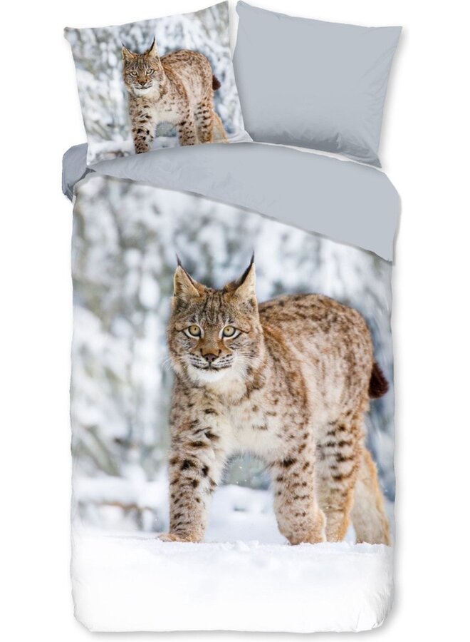 Good Morning Dekbedovertrek Lynx Grijs - Flanel