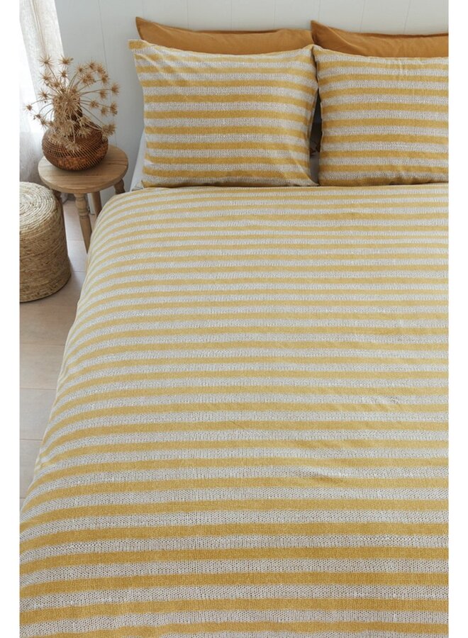 Ariadne At Home Dekbedovertrek Knit Stripes Geel - Katoen