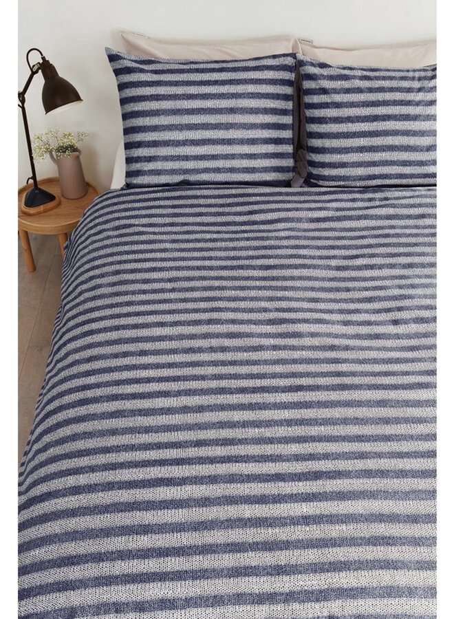 Ariadne At Home Dekbedovertrek Knit Stripes Blauw - Katoen
