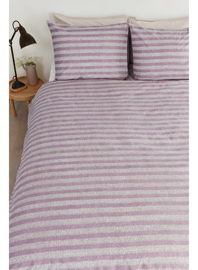 Ariadne At Home Dekbedovertrek Knit Stripes Lila - Katoen