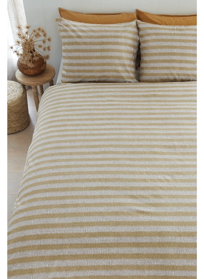 Ariadne At Home Dekbedovertrek Knit Stripes Zand - Katoen
