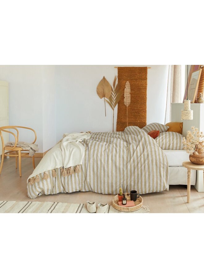 Ariadne At Home Dekbedovertrek Knit Stripes Zand - Katoen