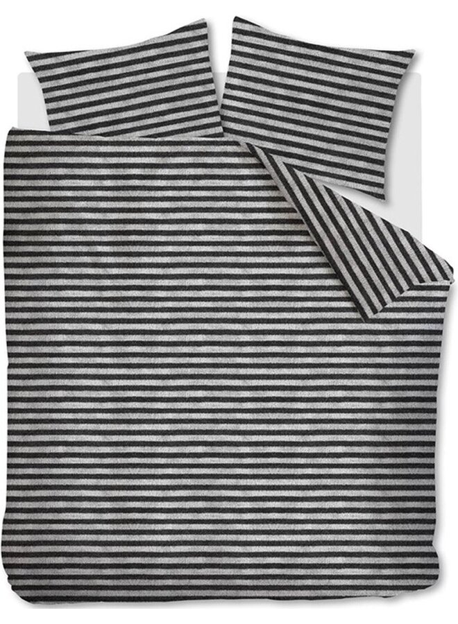 Dekbedovertrek Knit Stripes Zwart - Katoen