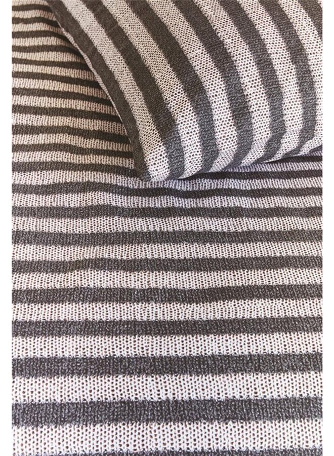 Ariadne At Home Dekbedovertrek Knit Stripes Zwart - Katoen