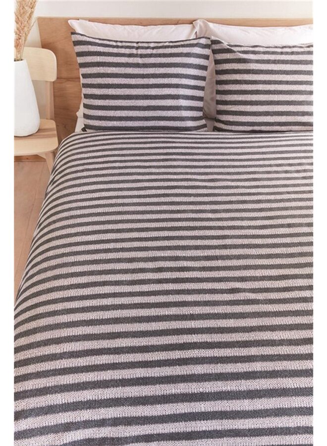 Ariadne At Home Dekbedovertrek Knit Stripes Zwart - Katoen