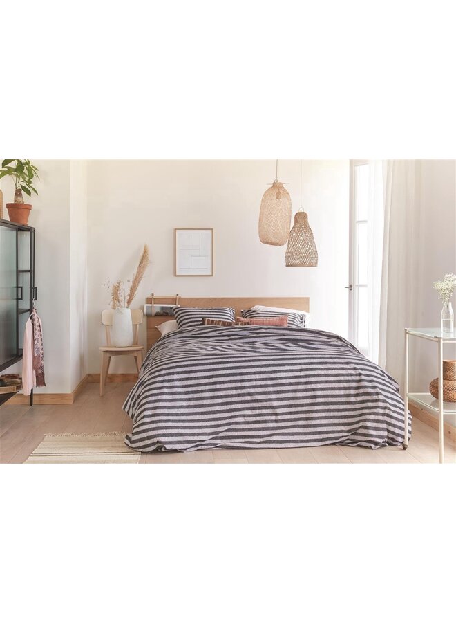 Ariadne At Home Dekbedovertrek Knit Stripes Zwart - Katoen