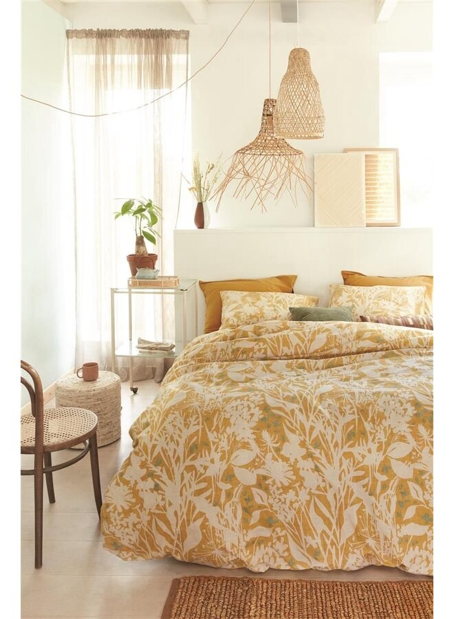 Ariadne At Home Dekbedovertrek Botanical Oker - Katoen