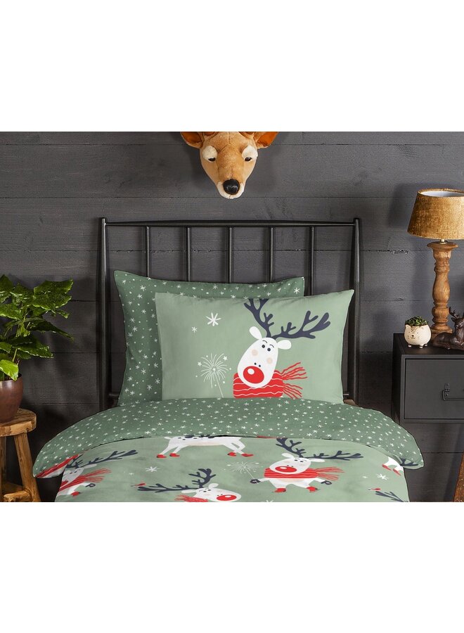 Good Morning Dekbedovertrek Kids Dinde Groen - Flanel