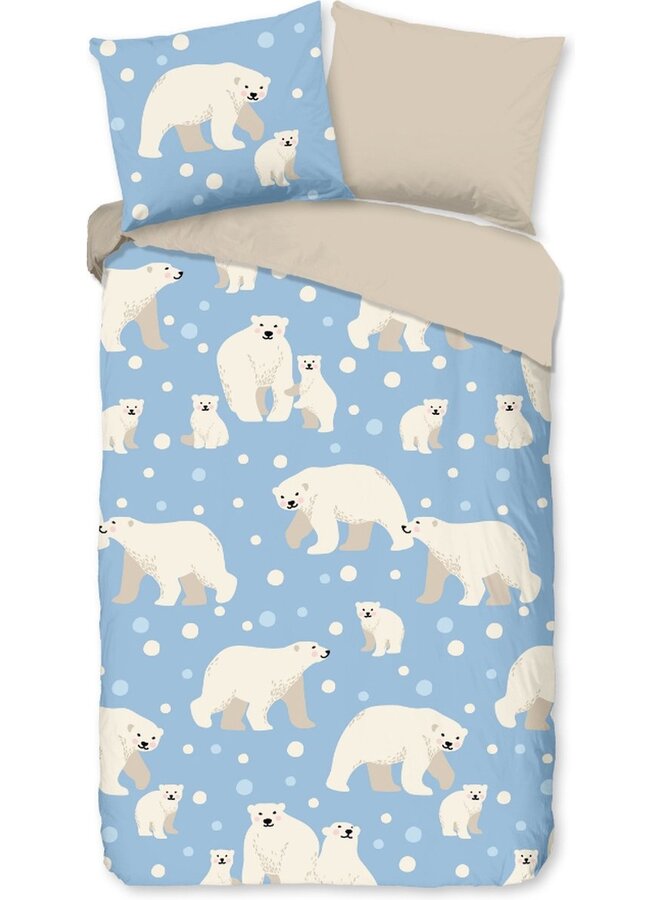 Good Morning Dekbedovertrek Kids Polar Bear Blauw - Flanel