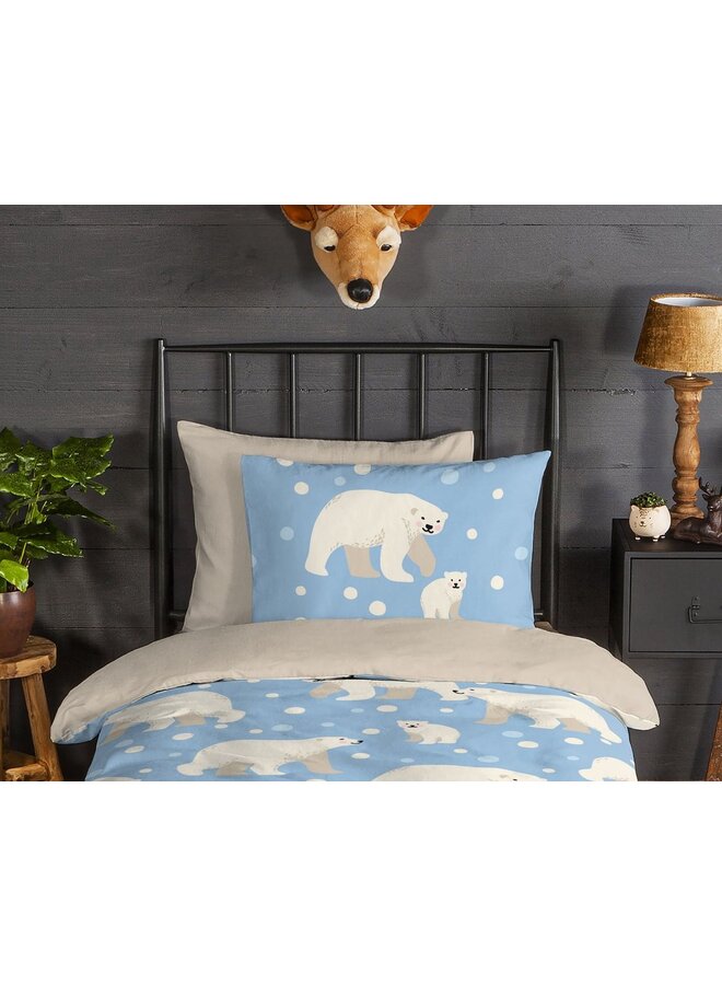 Good Morning Dekbedovertrek Kids Polar Bear Blauw - Flanel