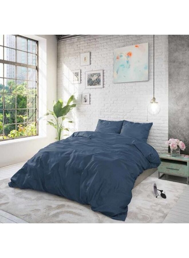 Zensation Dekbedovertrek Satin Point Navy - Microvezel