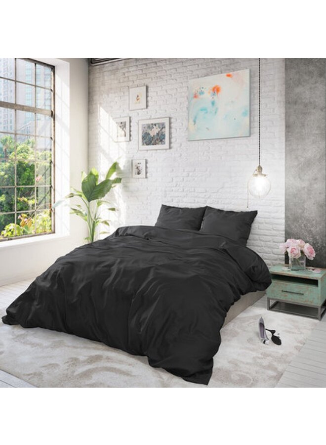 Zensation Dekbedovertrek Satin Point Zwart - Microvezel