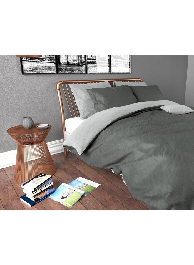 Zensation Dekbedovertrek Twin Face Uni Antraciet/Grijs - Microvezel