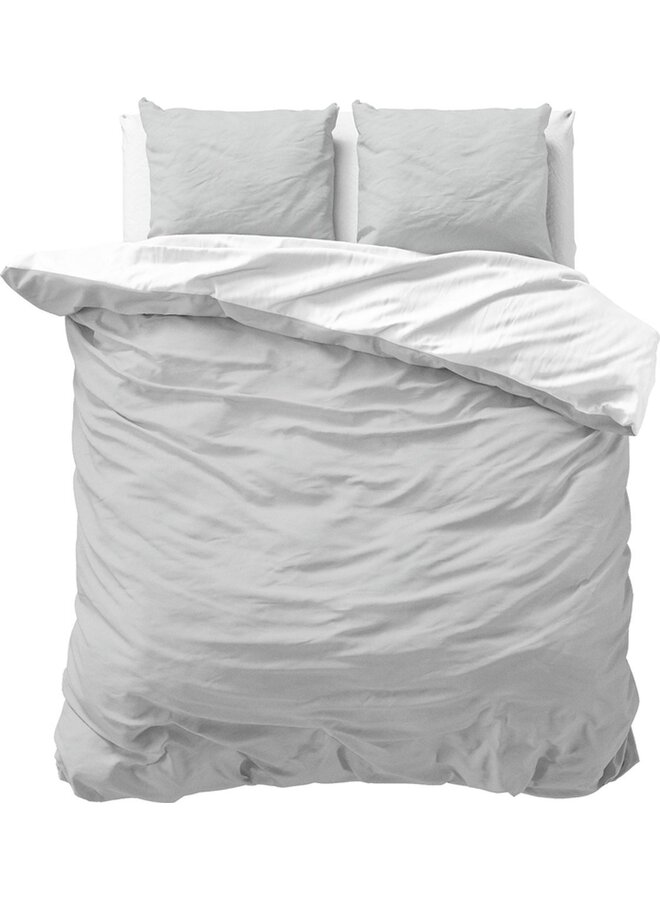 Dekbedovertrek Twin Face Uni Grijs/Wit - Microvezel