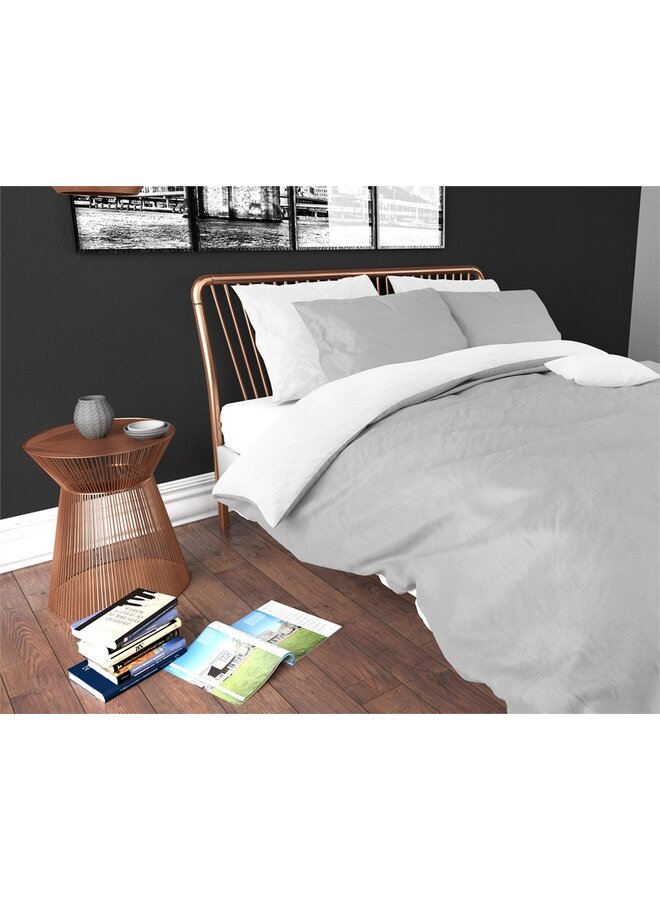 Zensation Dekbedovertrek Twin Face Uni Grijs/Wit - Microvezel