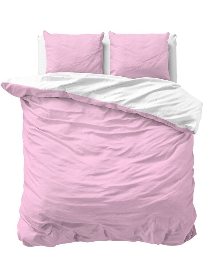 Dekbedovertrek Twin Face Uni Roze/Wit - Microvezel