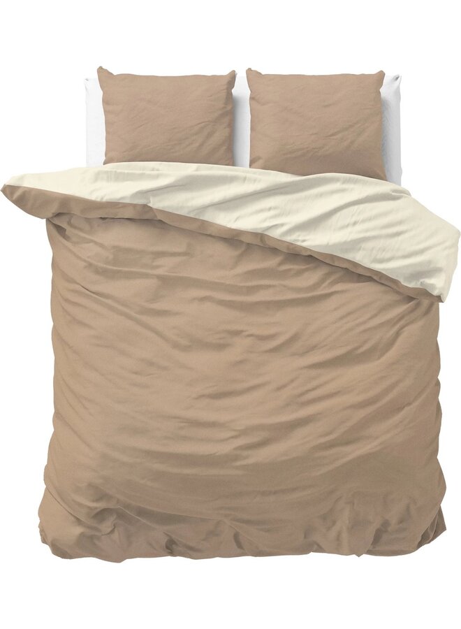 Zensation Dekbedovertrek Twin Face Uni Taupe/Creme - Microvezel