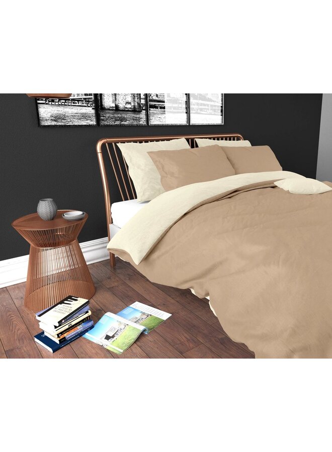 Zensation Dekbedovertrek Twin Face Uni Taupe/Creme - Microvezel