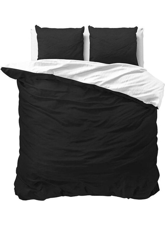 Zensation Dekbedovertrek Twin Face Uni Zwart/Wit - Microvezel