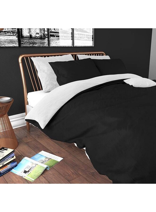 Zensation Dekbedovertrek Twin Face Uni Zwart/Wit - Microvezel